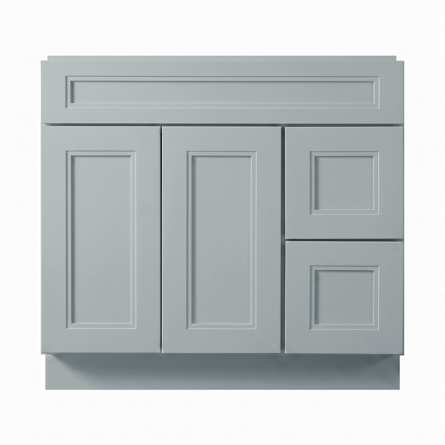 RTA Grey Double Shaker 36" Freestanding Bathroom Vanity 2-Drawer Right Combo Base