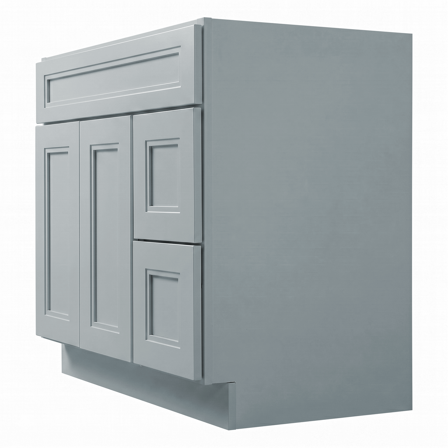 RTA Grey Double Shaker 36" Freestanding Bathroom Vanity 2-Drawer Right Combo Base