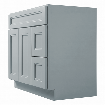 RTA Grey Double Shaker 36" Freestanding Bathroom Vanity 2-Drawer Right Combo Base
