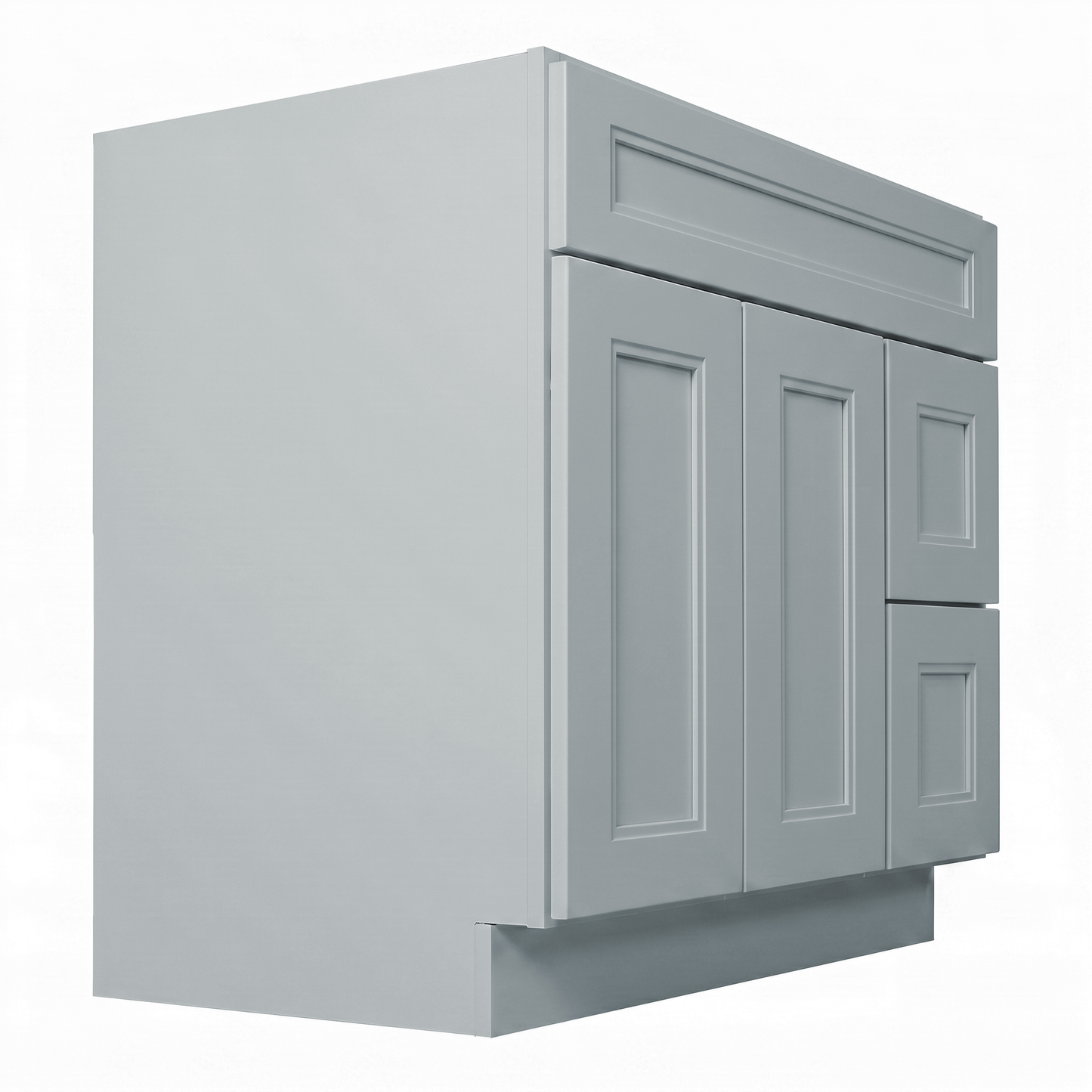 RTA Grey Double Shaker 36" Freestanding Bathroom Vanity 2-Drawer Right Combo Base
