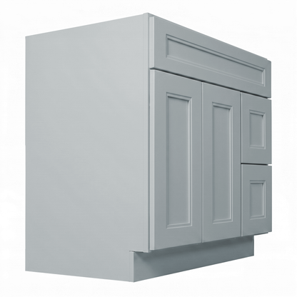 RTA Grey Double Shaker 36" Freestanding Bathroom Vanity 2-Drawer Right Combo Base