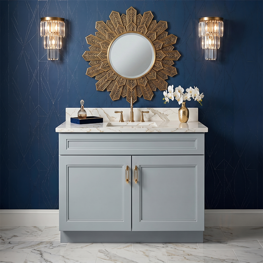 RTA Grey Double Shaker 36" Freestanding Bathroom Vanity Sink Base