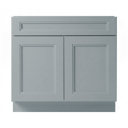 RTA Grey Double Shaker 36" Freestanding Bathroom Vanity Sink Base