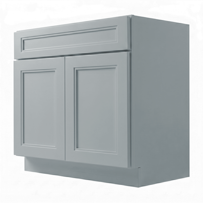 RTA Grey Double Shaker 36" Freestanding Bathroom Vanity Sink Base