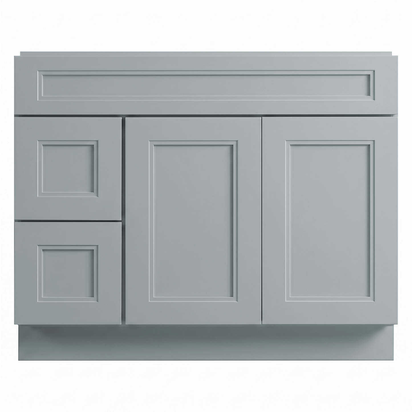 RTA Grey Double Shaker 42" Freestanding Bathroom Vanity 2-Drawer Left Combo Base
