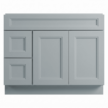 RTA Grey Double Shaker 42" Freestanding Bathroom Vanity 2-Drawer Left Combo Base