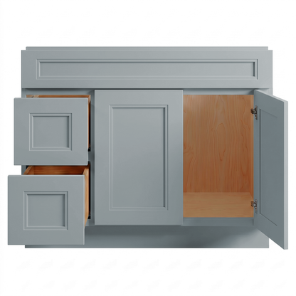 RTA Grey Double Shaker 42" Freestanding Bathroom Vanity 2-Drawer Left Combo Base