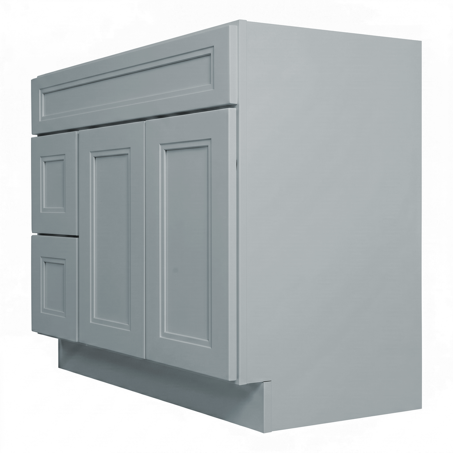 RTA Grey Double Shaker 42" Freestanding Bathroom Vanity 2-Drawer Left Combo Base