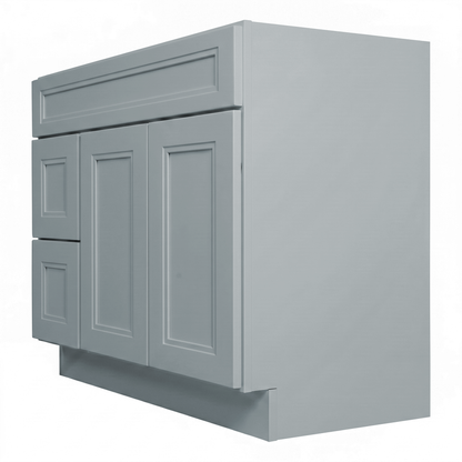 RTA Grey Double Shaker 42" Freestanding Bathroom Vanity 2-Drawer Left Combo Base