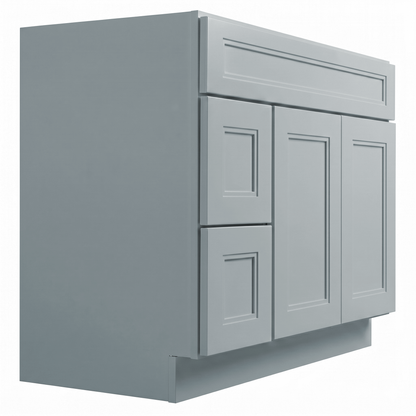 RTA Grey Double Shaker 42" Freestanding Bathroom Vanity 2-Drawer Left Combo Base