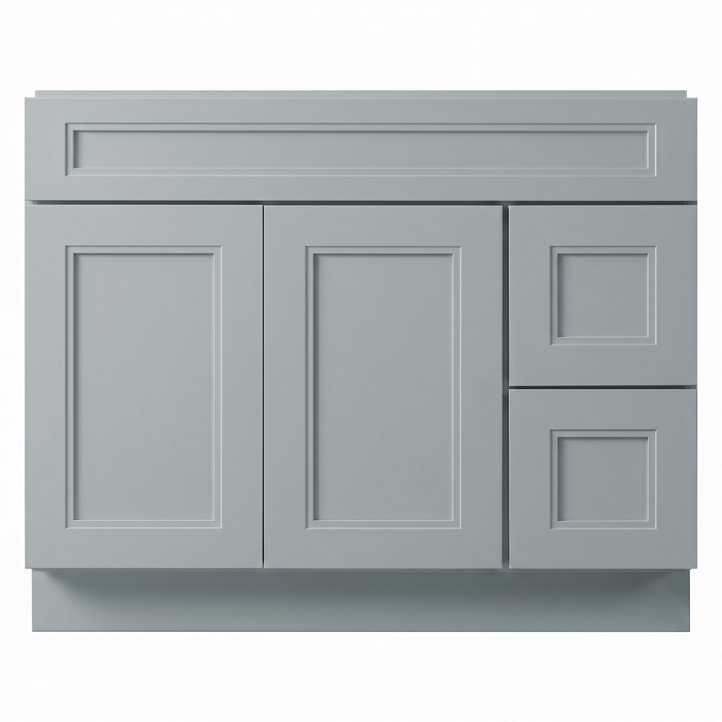 RTA Grey Double Shaker 42" Freestanding Bathroom Vanity 2-Drawer Right Combo Base