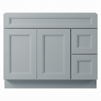 RTA Grey Double Shaker 42" Freestanding Bathroom Vanity 2-Drawer Right Combo Base