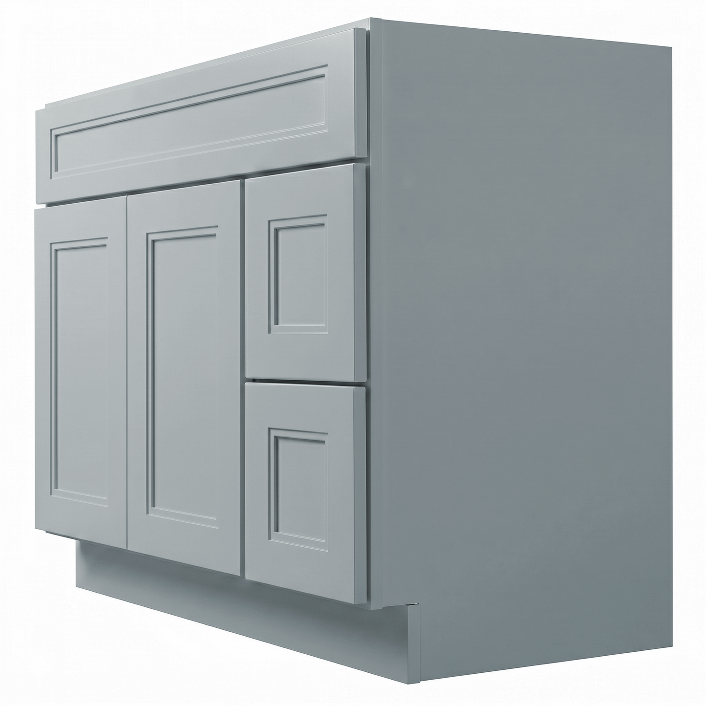 RTA Grey Double Shaker 42" Freestanding Bathroom Vanity 2-Drawer Right Combo Base