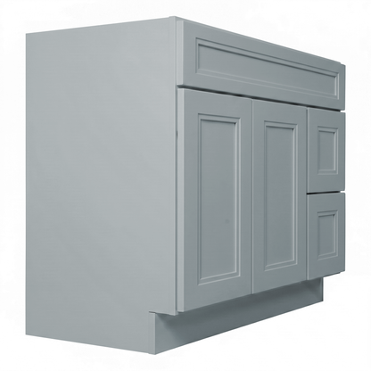RTA Grey Double Shaker 42" Freestanding Bathroom Vanity 2-Drawer Right Combo Base