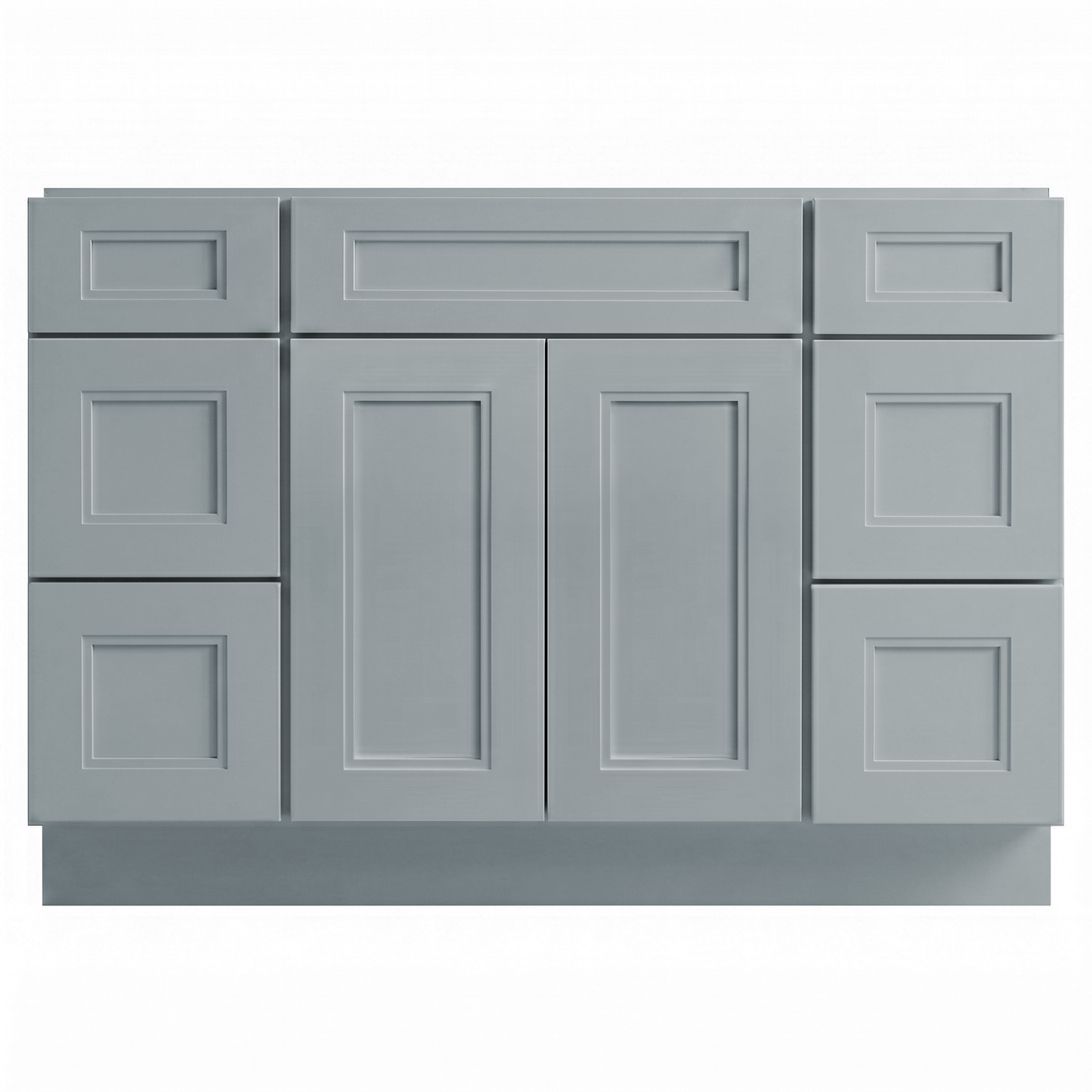 RTA Grey Double Shaker 48" Freestanding Bathroom Vanity 6-Drawer Combo Base