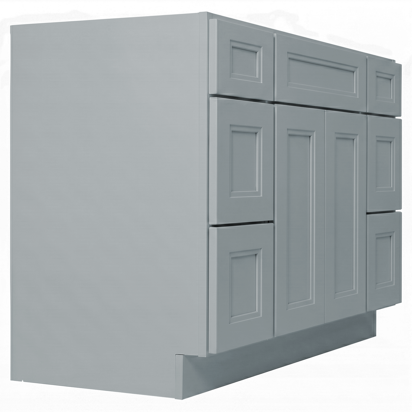 RTA Grey Double Shaker 48" Freestanding Bathroom Vanity 6-Drawer Combo Base