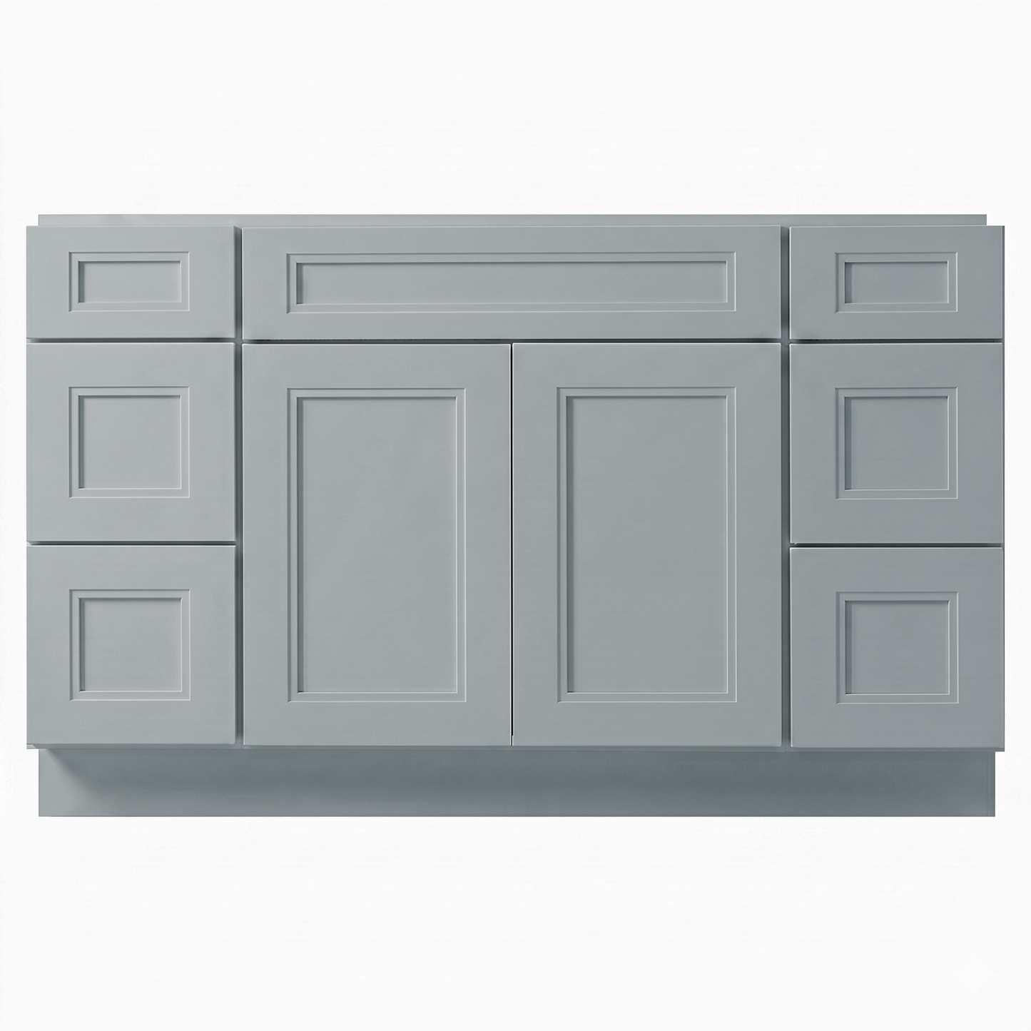 RTA Grey Double Shaker 54" Freestanding Bathroom Vanity 6-Drawer Combo Base