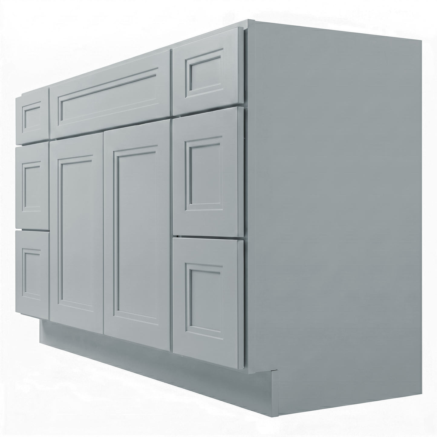 RTA Grey Double Shaker 54" Freestanding Bathroom Vanity 6-Drawer Combo Base