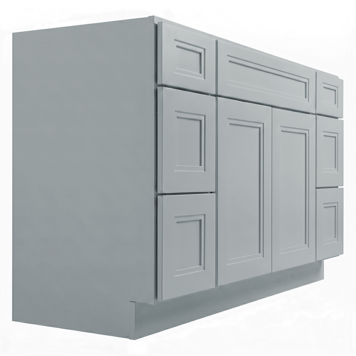 RTA Grey Double Shaker 54" Freestanding Bathroom Vanity 6-Drawer Combo Base