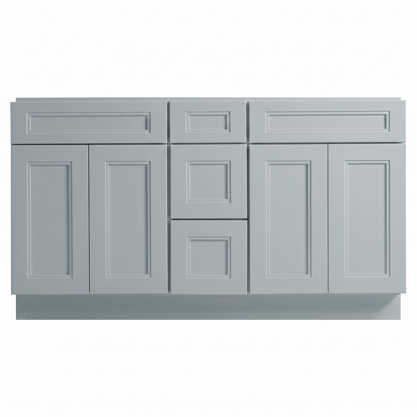 RTA Grey Double Shaker 60" Freestanding Bathroom Vanity 3-Drawer Combo Base