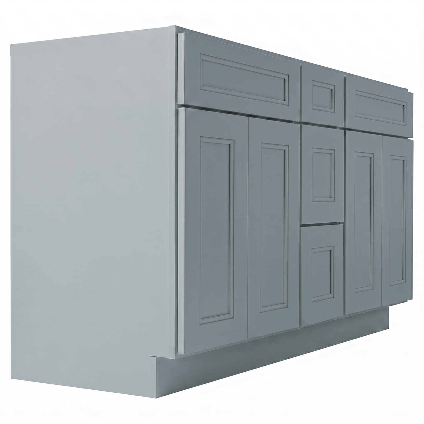 RTA Grey Double Shaker 60" Freestanding Bathroom Vanity 3-Drawer Combo Base