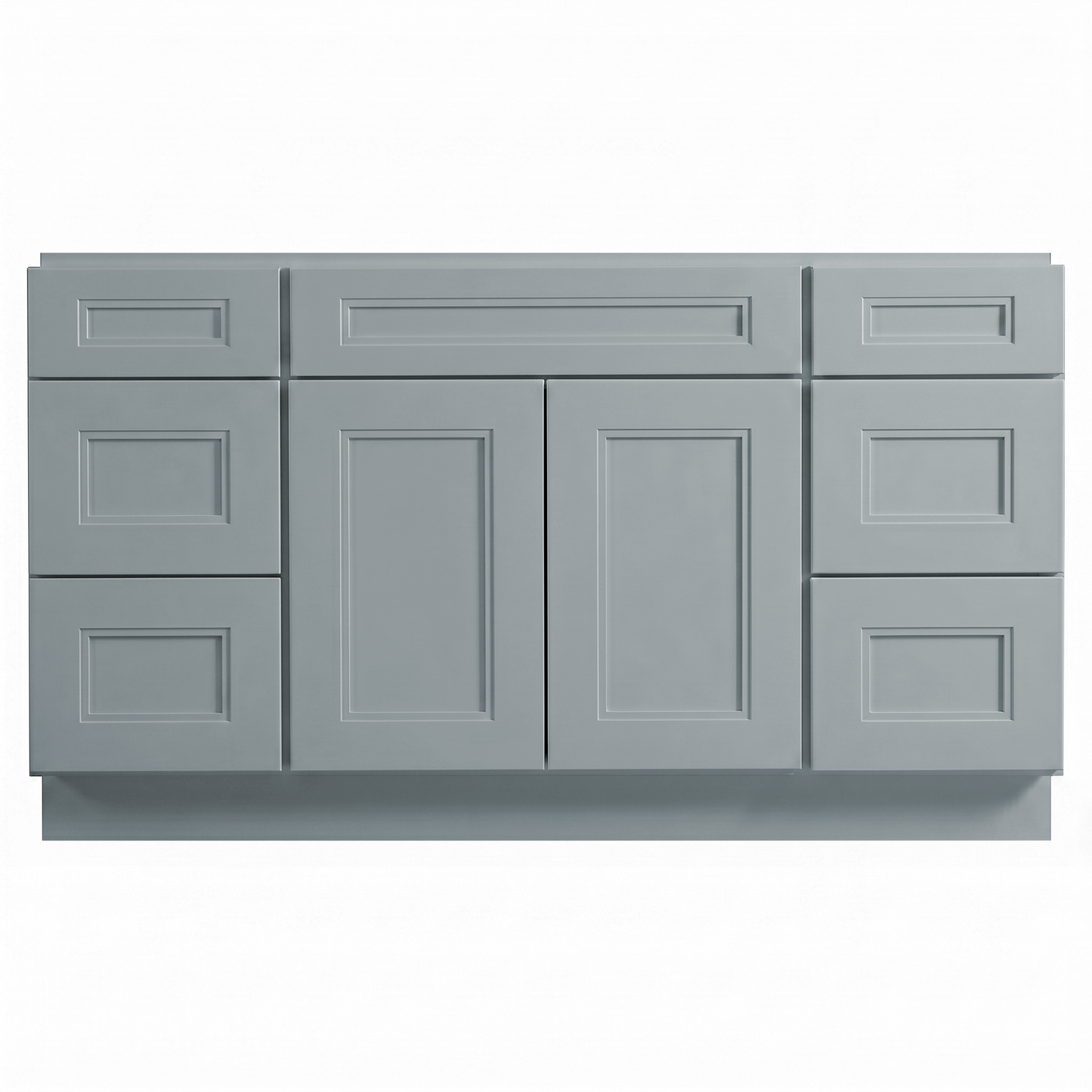 RTA Grey Double Shaker 60" Freestanding Bathroom Vanity 6-Drawer Combo Base
