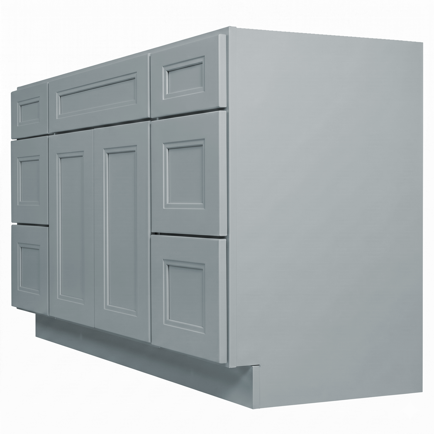 RTA Grey Double Shaker 60" Freestanding Bathroom Vanity 6-Drawer Combo Base