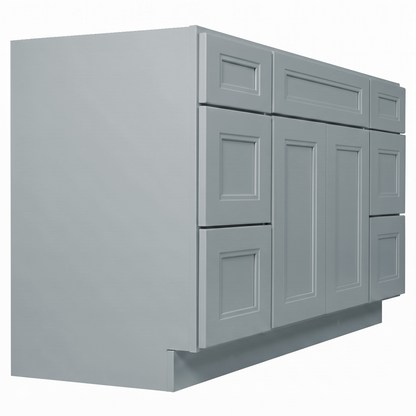 RTA Grey Double Shaker 60" Freestanding Bathroom Vanity 6-Drawer Combo Base