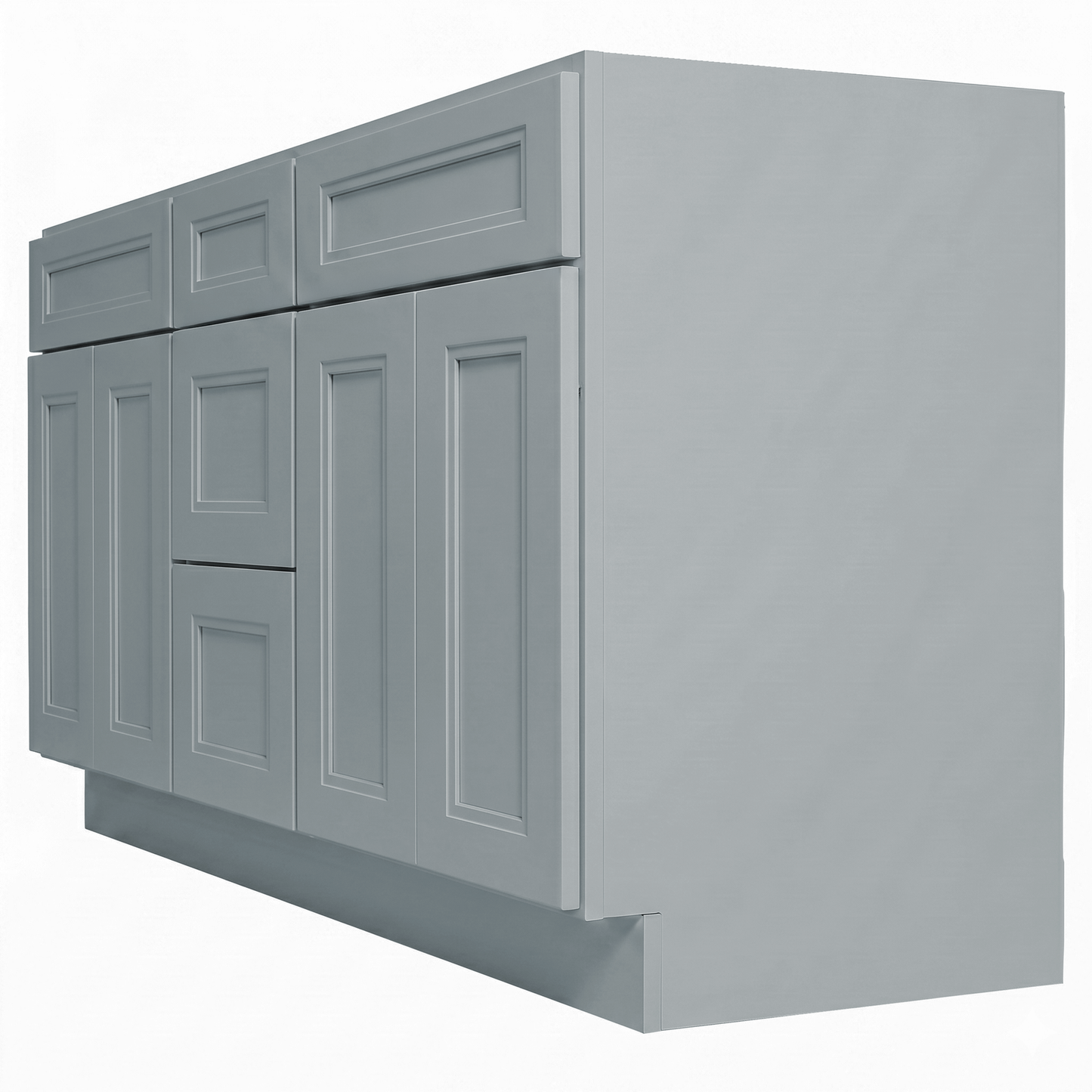 RTA Grey Double Shaker 72" Freestanding Bathroom Vanity 3-Drawer Combo Base