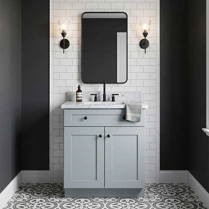 RTA Grey Shaker 24" Freestanding Bathroom Vanity Sink Base