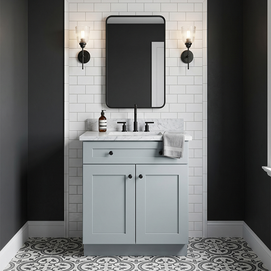 RTA Grey Shaker 24" Freestanding Bathroom Vanity Sink Base