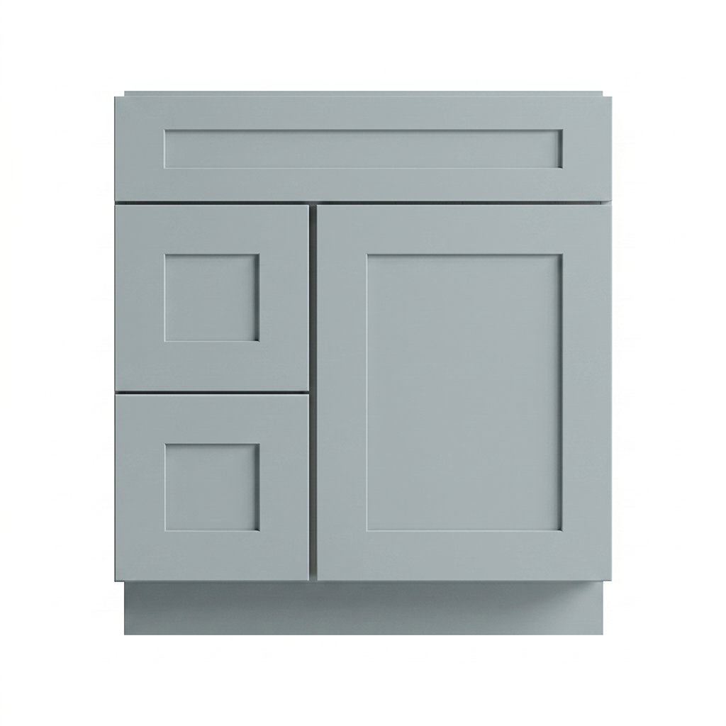 RTA Grey Shaker 30" Freestanding Bathroom Vanity 2-Drawer Left Combo Base