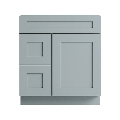 RTA Grey Shaker 30" Freestanding Bathroom Vanity 2-Drawer Left Combo Base