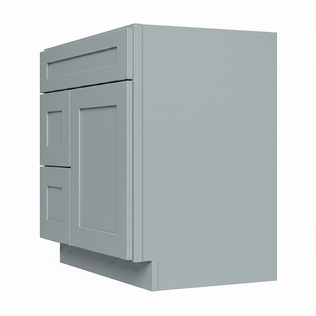 RTA Grey Shaker 30" Freestanding Bathroom Vanity 2-Drawer Left Combo Base