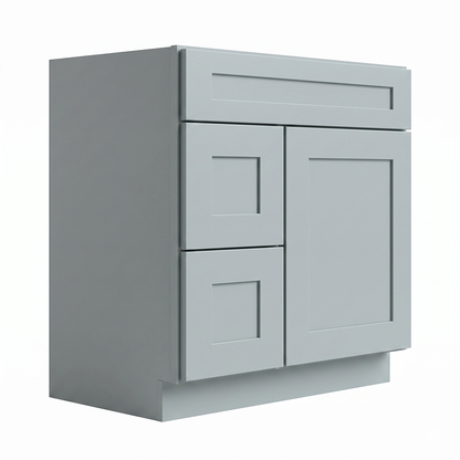 RTA Grey Shaker 30" Freestanding Bathroom Vanity 2-Drawer Left Combo Base