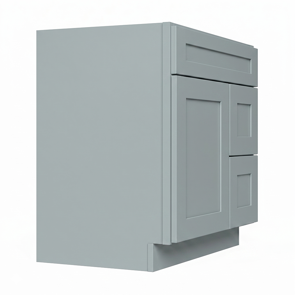 RTA Grey Shaker 30" Freestanding Bathroom Vanity 2-Drawer Right Combo Base