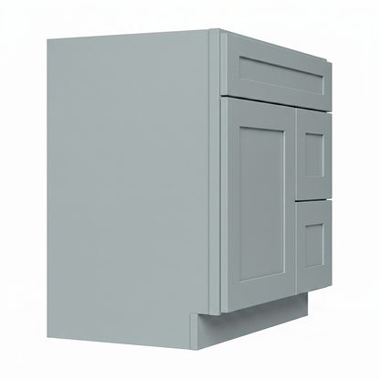 RTA Grey Shaker 30" Freestanding Bathroom Vanity 2-Drawer Right Combo Base