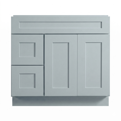 RTA Grey Shaker 36" Freestanding Bathroom Vanity 2-Drawer Left Combo Base