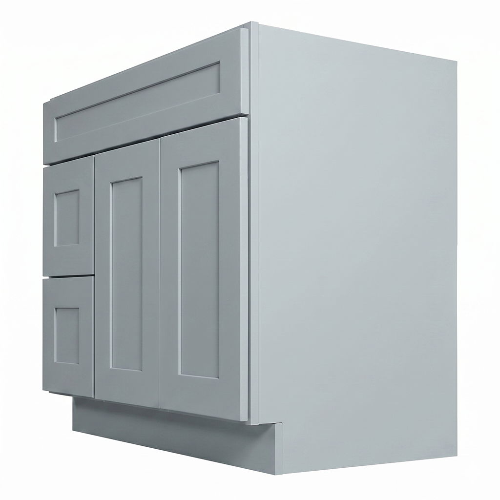RTA Grey Shaker 36" Freestanding Bathroom Vanity 2-Drawer Left Combo Base