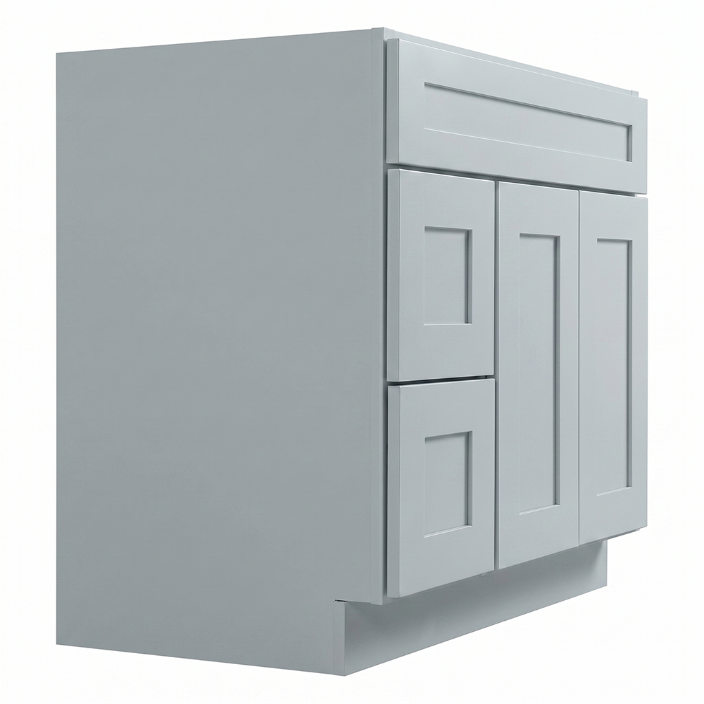RTA Grey Shaker 36" Freestanding Bathroom Vanity 2-Drawer Left Combo Base