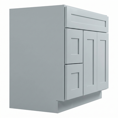 RTA Grey Shaker 36" Freestanding Bathroom Vanity 2-Drawer Left Combo Base