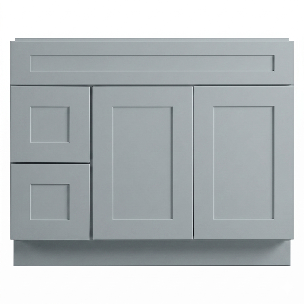 RTA Grey Shaker 42" Freestanding Bathroom Vanity 2-Drawer Left Combo Base