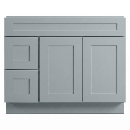 RTA Grey Shaker 42" Freestanding Bathroom Vanity 2-Drawer Left Combo Base