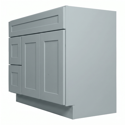 RTA Grey Shaker 42" Freestanding Bathroom Vanity 2-Drawer Left Combo Base