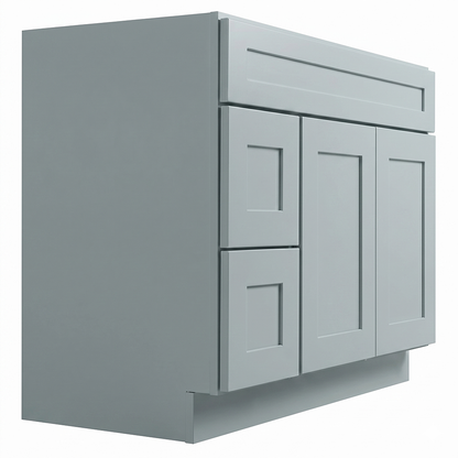 RTA Grey Shaker 42" Freestanding Bathroom Vanity 2-Drawer Left Combo Base