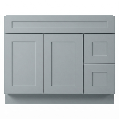 RTA Grey Shaker 42" Freestanding Bathroom Vanity 2-Drawer Right Combo Base