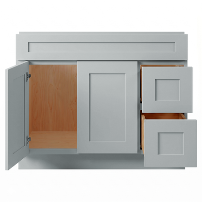 RTA Grey Shaker 42" Freestanding Bathroom Vanity 2-Drawer Right Combo Base