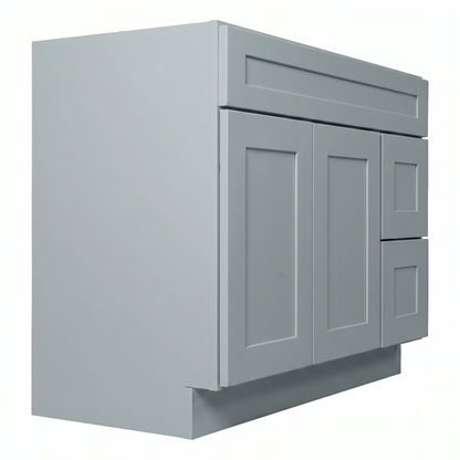RTA Grey Shaker 42" Freestanding Bathroom Vanity 2-Drawer Right Combo Base