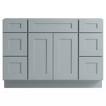 RTA Grey Shaker 48" Freestanding Bathroom Vanity 6-Drawer Combo Base
