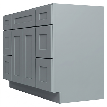 RTA Grey Shaker 48" Freestanding Bathroom Vanity 6-Drawer Combo Base
